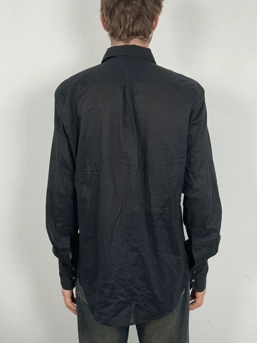 2000s Roberto Cavalli Black Mafia Khaki Shirt - Image 3