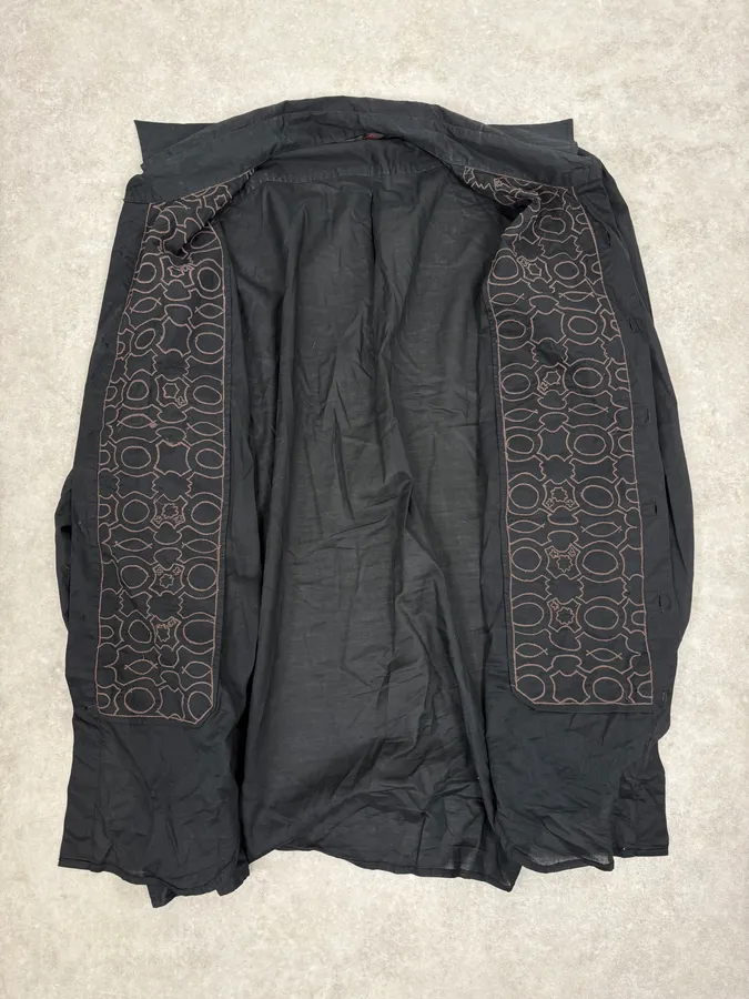 2000s Roberto Cavalli Black Mafia Khaki Shirt - Image 7
