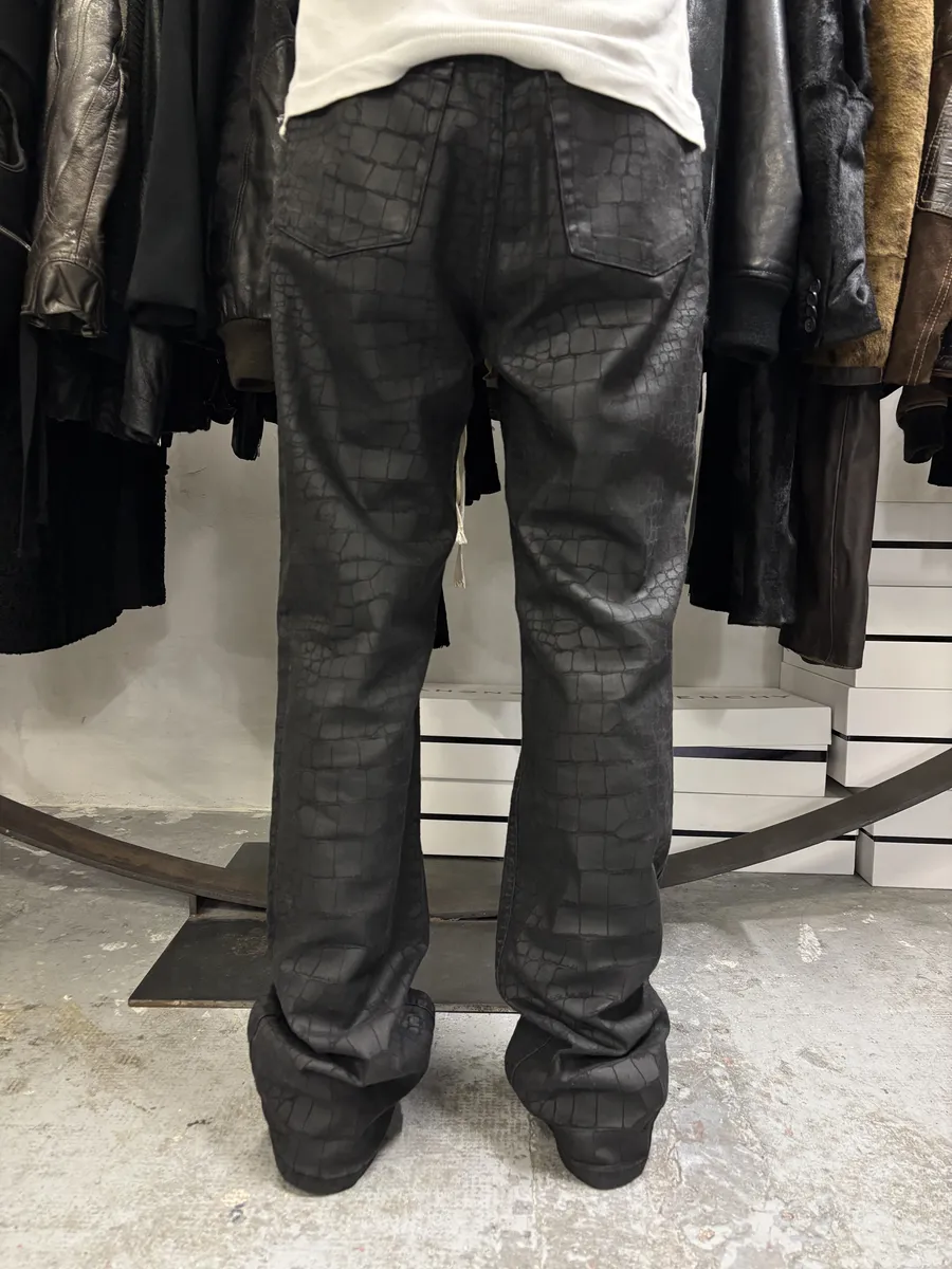 2000s Roberto Cavalli Black Obscure Crocodile Effect Pants - Image 5