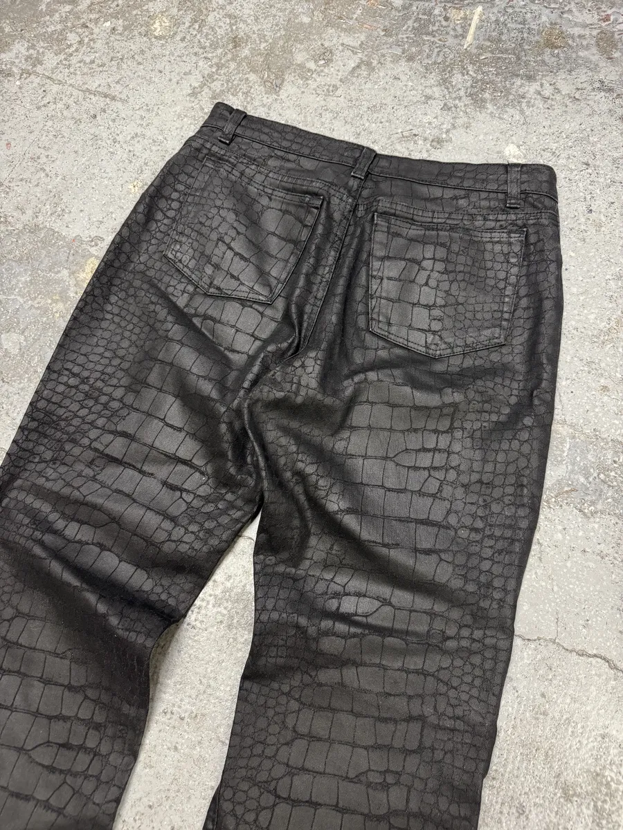 2000s Roberto Cavalli Black Obscure Crocodile Effect Pants - Image 6