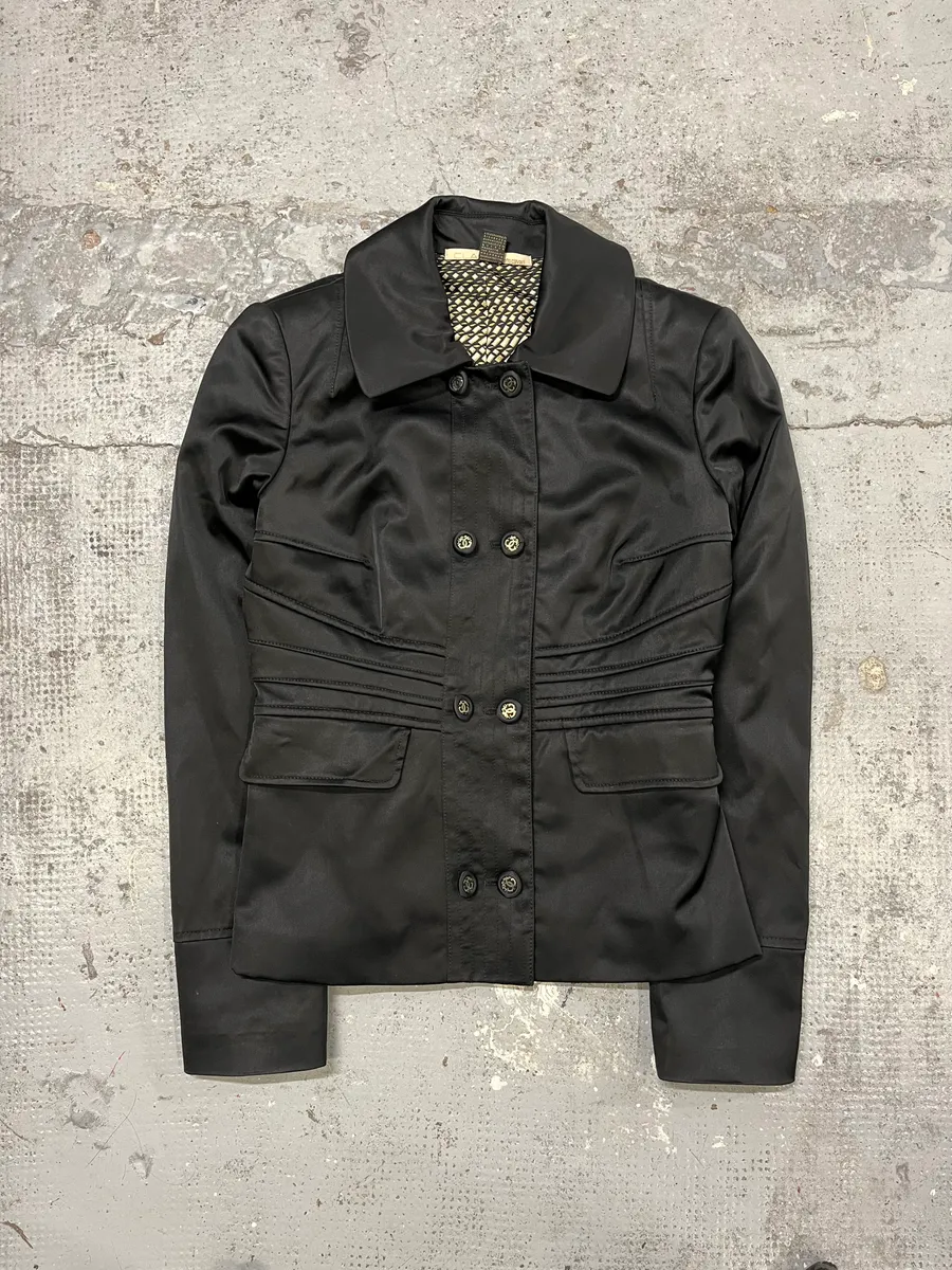 2000s Roberto Cavalli Black Officier Buttoned Jacket