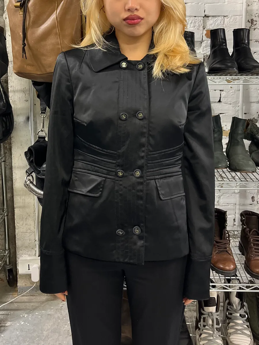 2000s Roberto Cavalli Black Officier Buttoned Jacket - Image 2