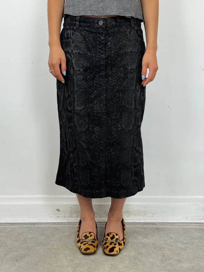 2000s Roberto Cavalli Black Python Print Skirt - Image 3