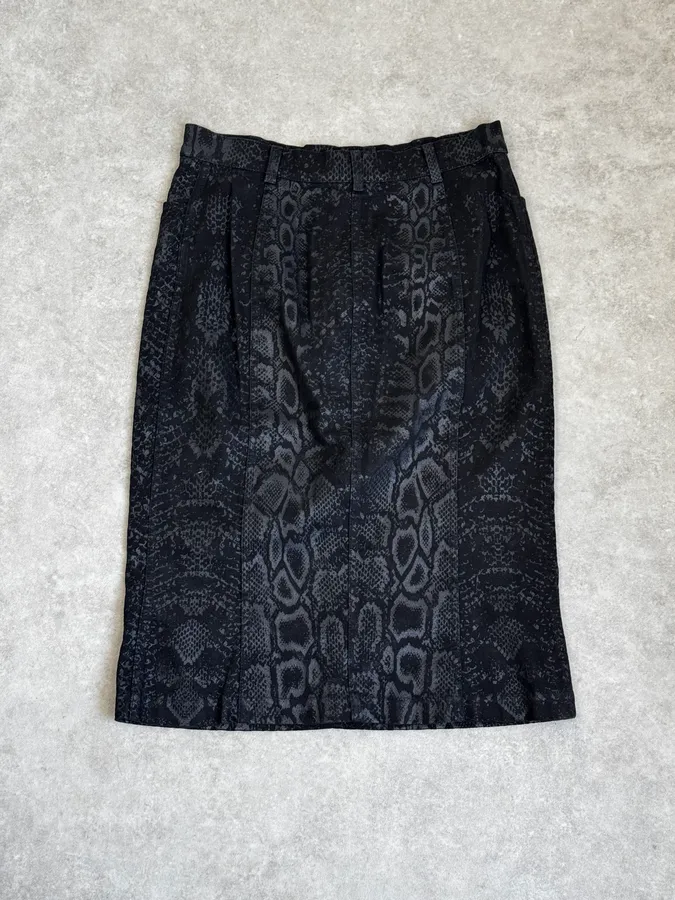 2000s Roberto Cavalli Black Python Print Skirt - Image 5