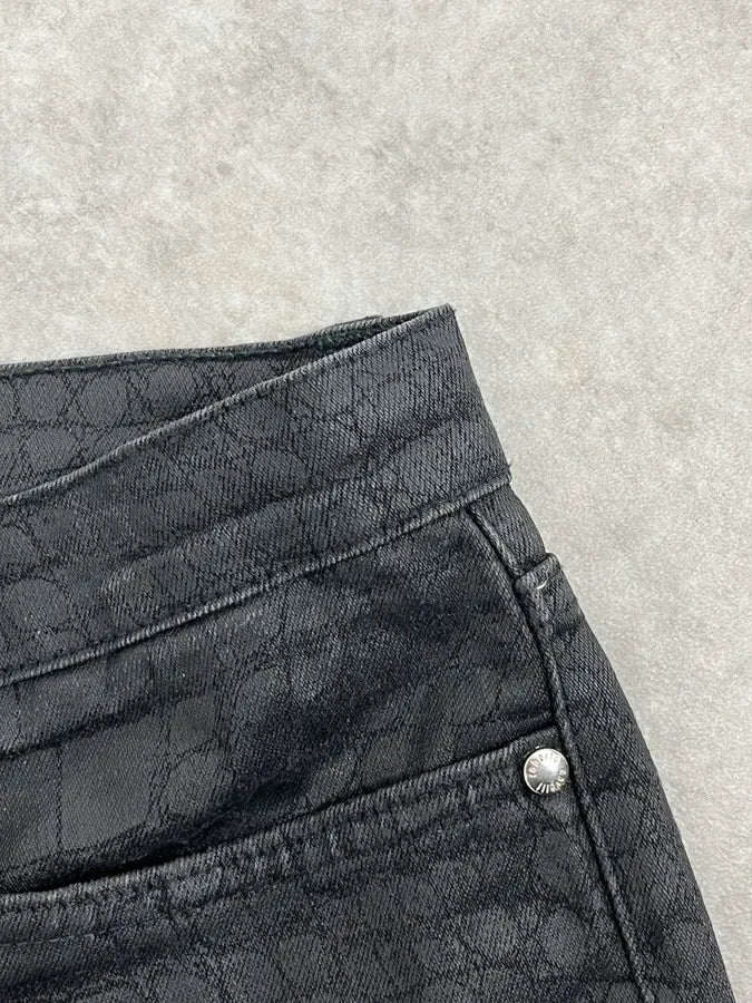 2000s Roberto Cavalli Black Waxed Crocodile Effect Pants - Image 10
