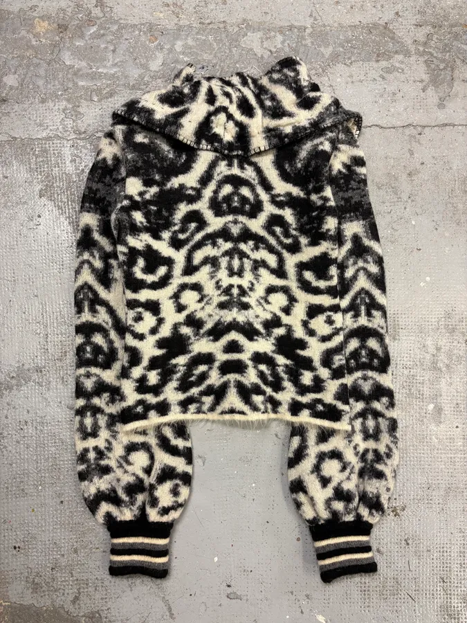 2000s Roberto Cavalli Black & White Leopard Wool Jacket - Image 6