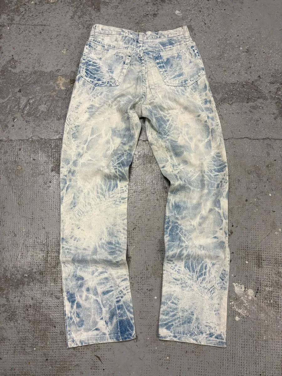 2000s Roberto Cavalli Bleached Blue & White Denim Jeans - Image 2