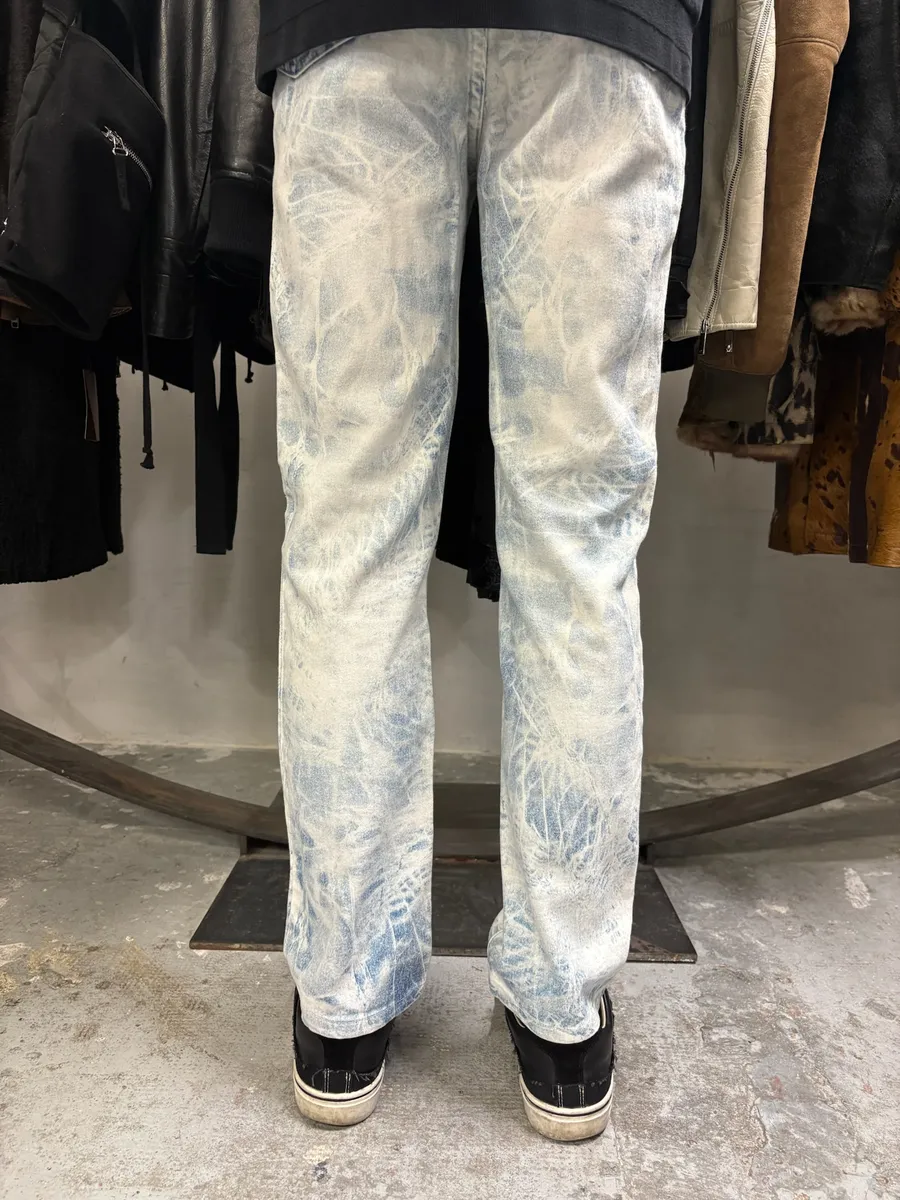 2000s Roberto Cavalli Bleached Blue & White Denim Jeans - Image 4
