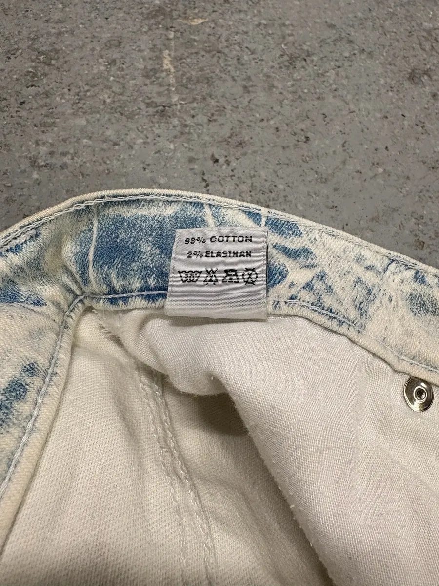 2000s Roberto Cavalli Bleached Blue & White Denim Jeans - Image 9