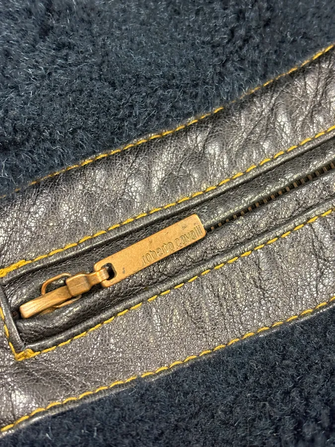 2000s Roberto Cavalli Blue Fur Shearling Jacket - Image 10