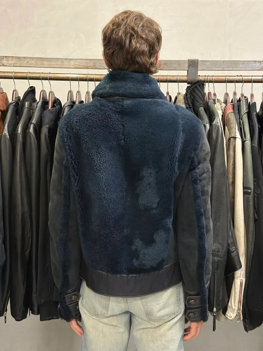 2000s Roberto Cavalli Blue Fur Shearling Jacket - Image 3