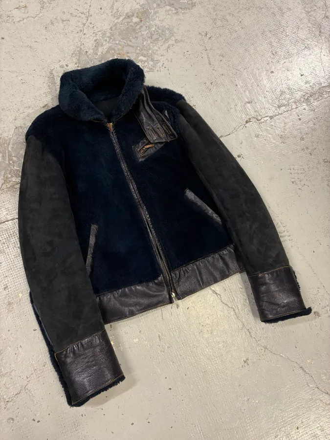 2000s Roberto Cavalli Blue Fur Shearling Jacket - Image 4
