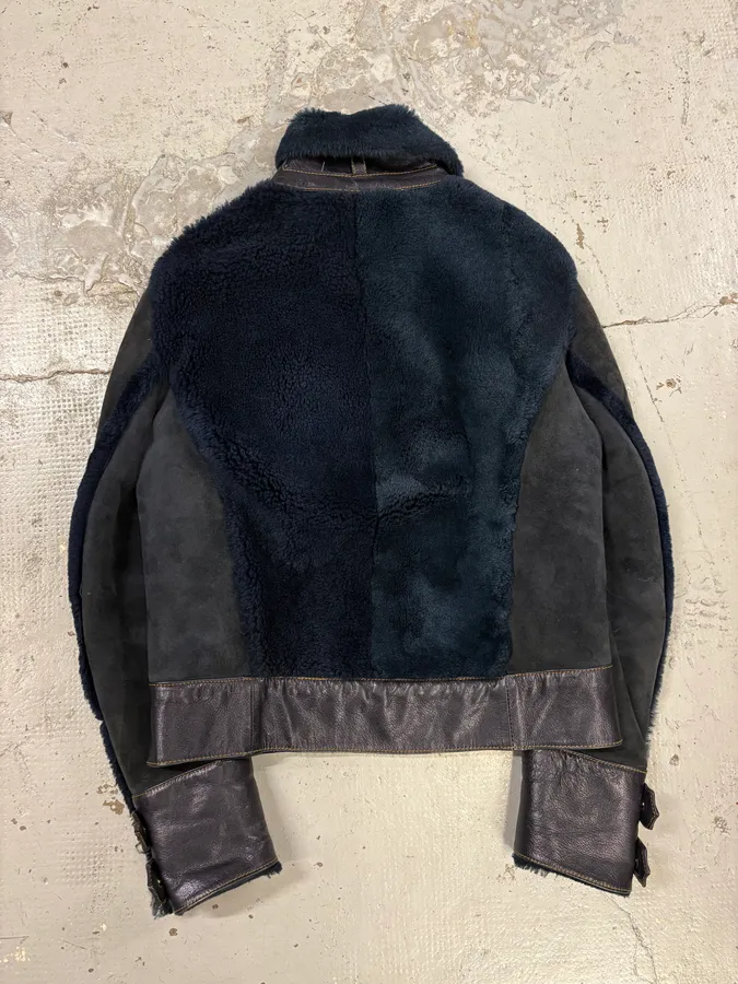 2000s Roberto Cavalli Blue Fur Shearling Jacket - Image 6