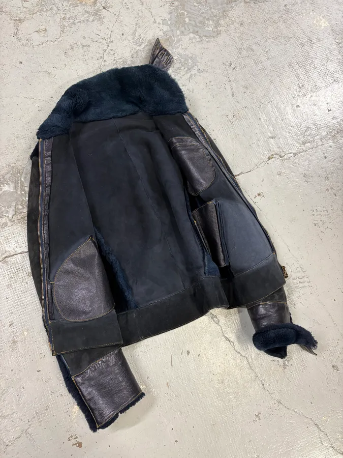 2000s Roberto Cavalli Blue Fur Shearling Jacket - Image 7