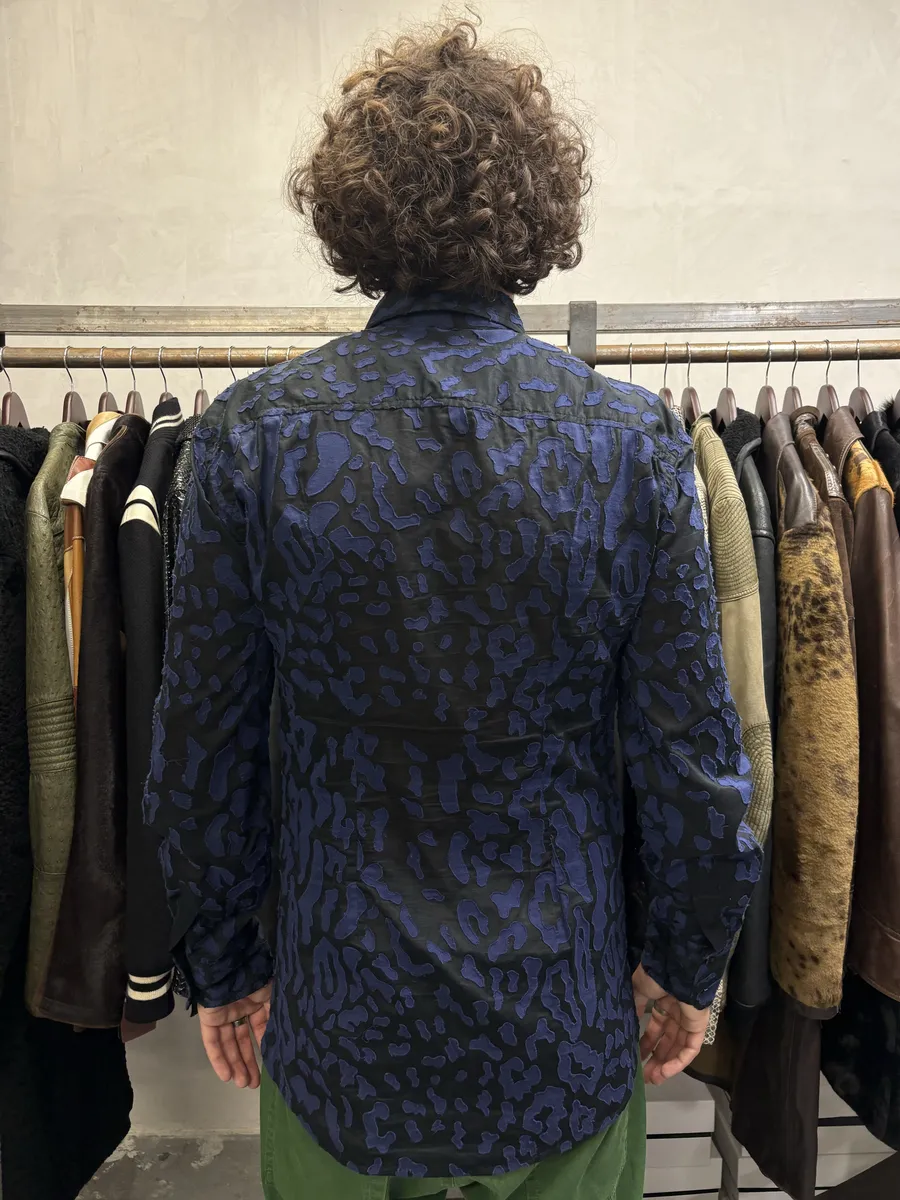 2000s Roberto Cavalli Blue Geometrical Patchwork Black Shirt - Image 5