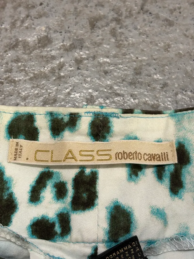 2000s Roberto Cavalli Blue Leopard Pants - Image 10