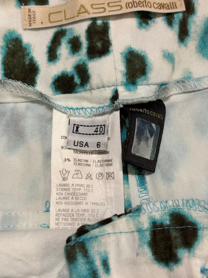 2000s Roberto Cavalli Blue Leopard Pants - Image 11