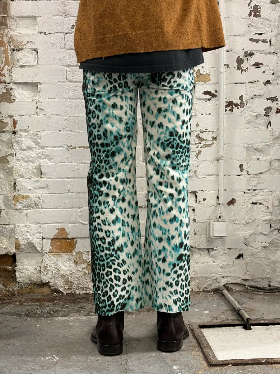 2000s Roberto Cavalli Blue Leopard Pants - Image 4