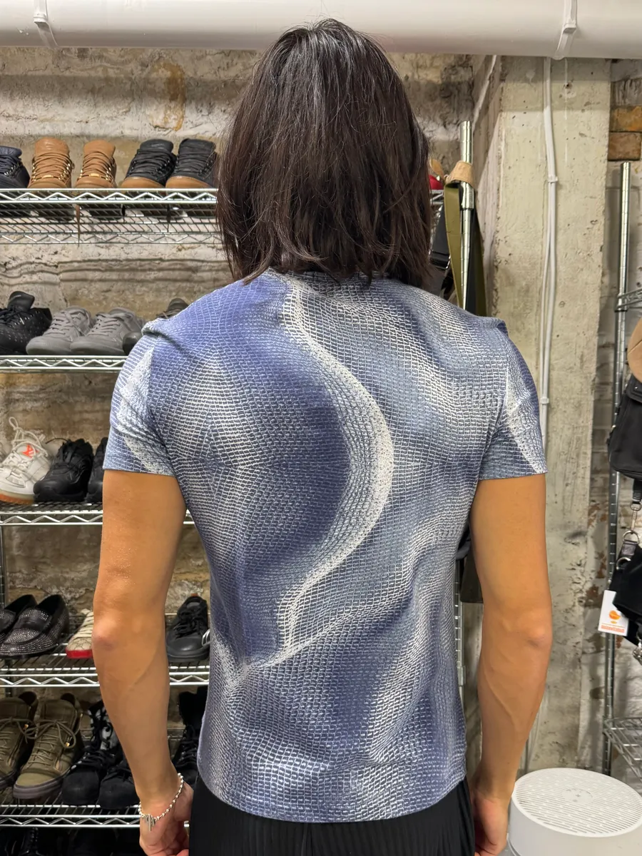 2000s Roberto Cavalli Blue Tornado T-Shirt - Image 4