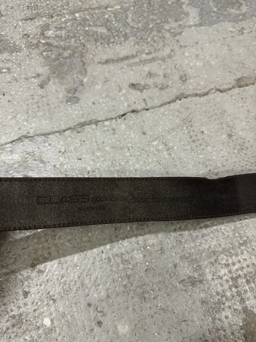 2000s Roberto Cavalli Brown Faded Crocodile Effect Pattern Leather Belt - Image 5