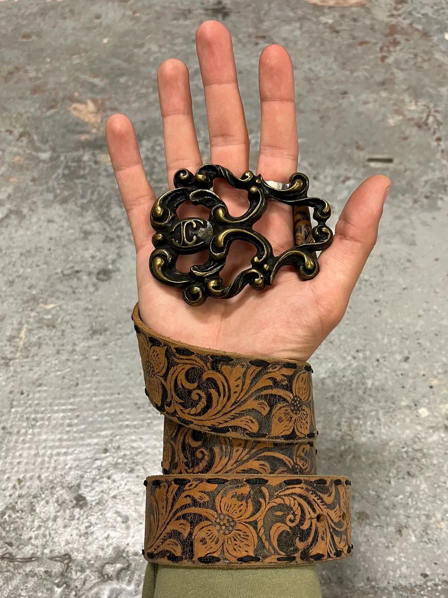 2000s Roberto Cavalli Brown Imperial Royal Leather Belt