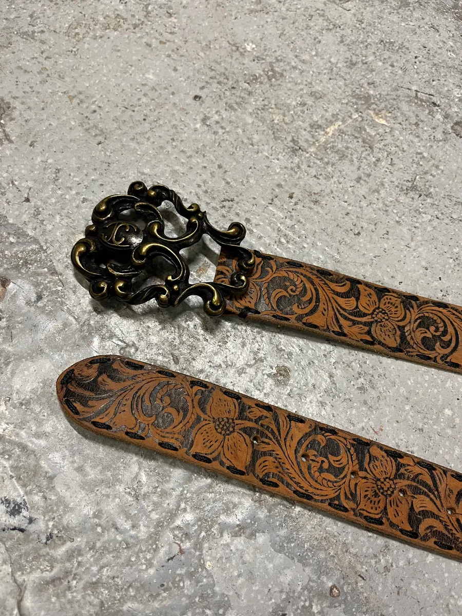 2000s Roberto Cavalli Brown Imperial Royal Leather Belt - Image 4