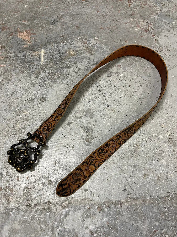 2000s Roberto Cavalli Brown Imperial Royal Leather Belt - Image 8