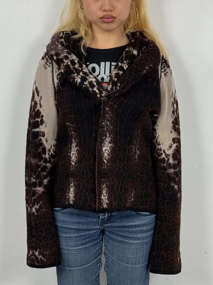 2000s Roberto Cavalli Brown Leopard Gradient Cardigan - Image 2