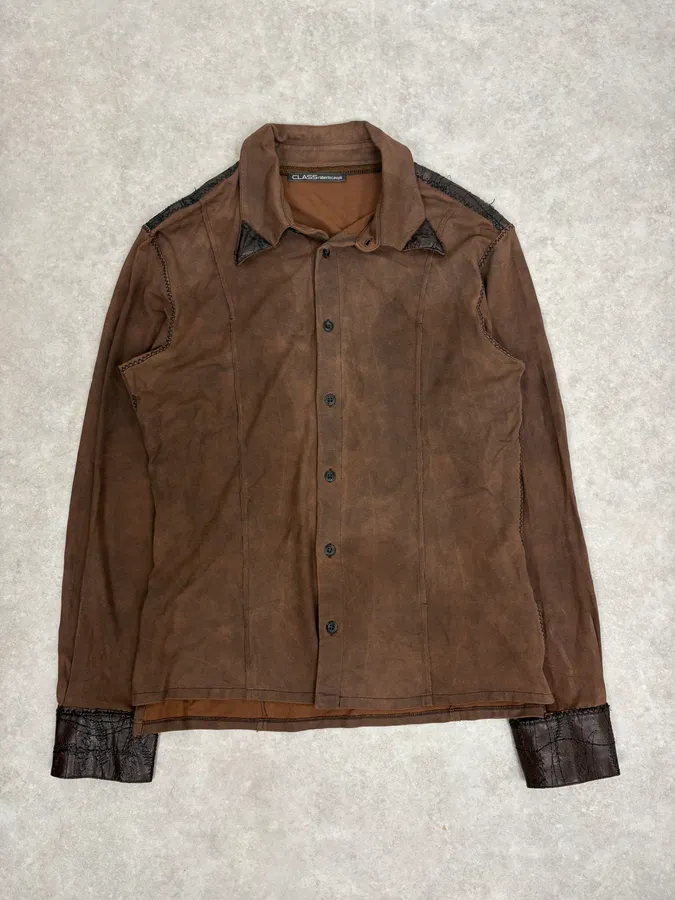 2000s Roberto Cavalli Brown Premium Leather Shirt