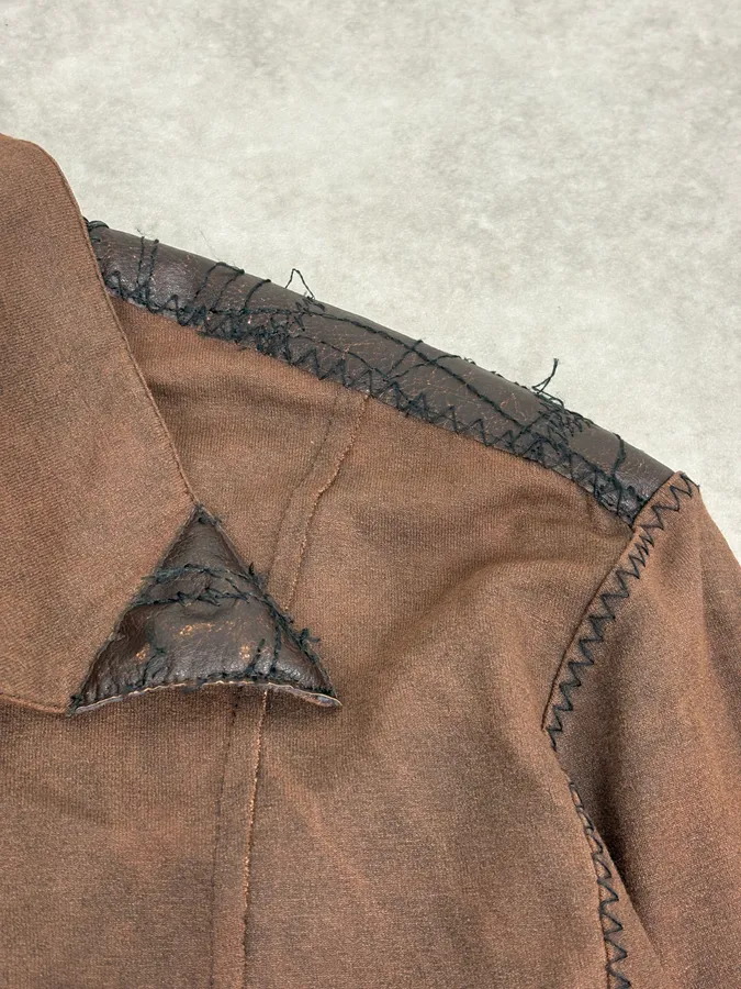 2000s Roberto Cavalli Brown Premium Leather Shirt - Image 10