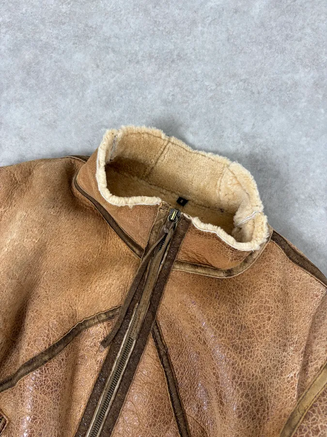 2000s Roberto Cavalli Brown Pure Shearling Leather Jacket - Image 6