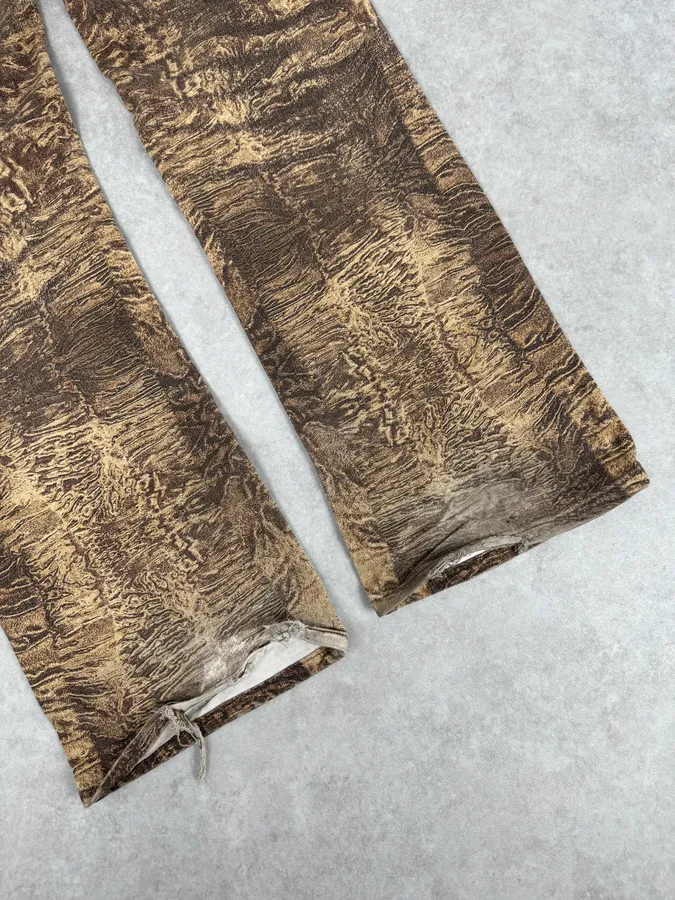 2000s Roberto Cavalli Brown Sand Eroded Flared Jeans - Image 11