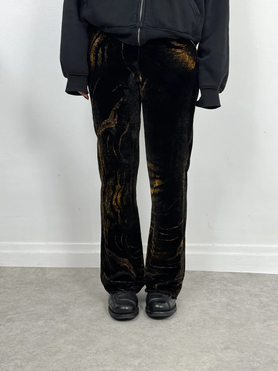 2000s Roberto Cavalli Brown Velvet Cozy Pants - Image 3