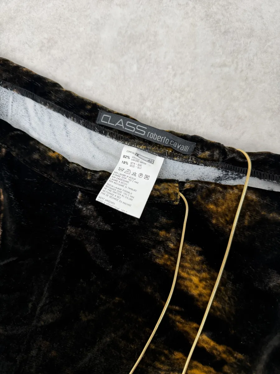 2000s Roberto Cavalli Brown Velvet Cozy Pants - Image 9