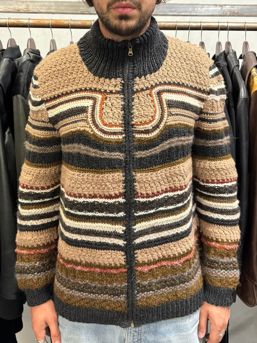 2000s Roberto Cavalli Brown Wool Zip-up Sweater - Image 3