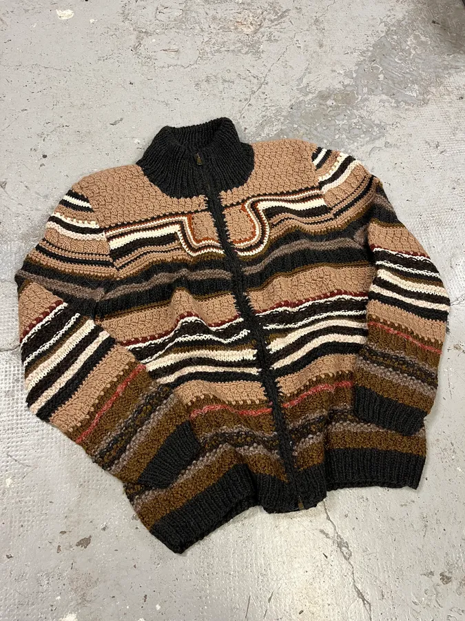 2000s Roberto Cavalli Brown Wool Zip-up Sweater - Image 5
