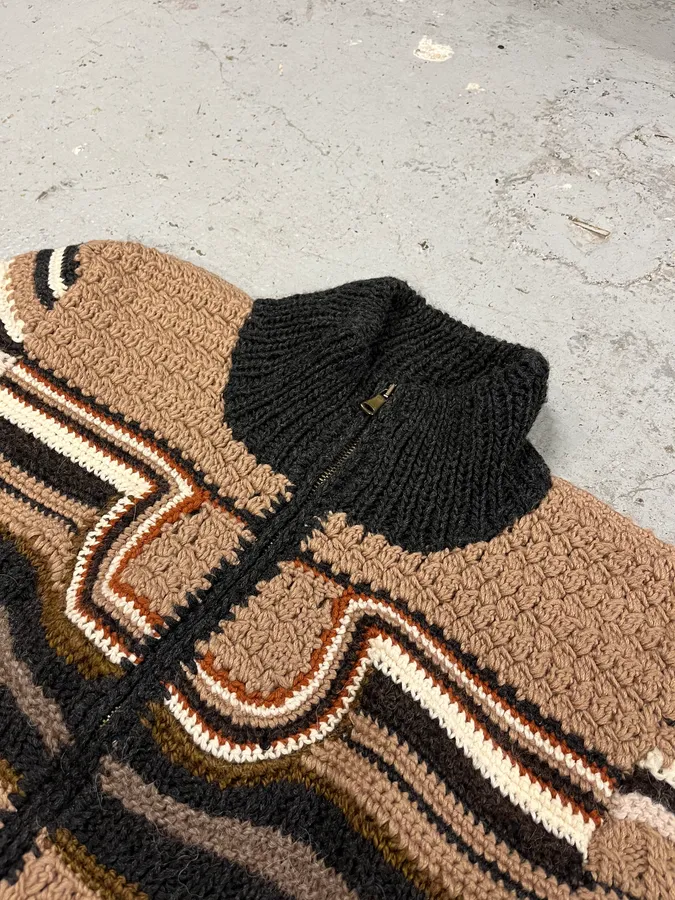 2000s Roberto Cavalli Brown Wool Zip-up Sweater - Image 6