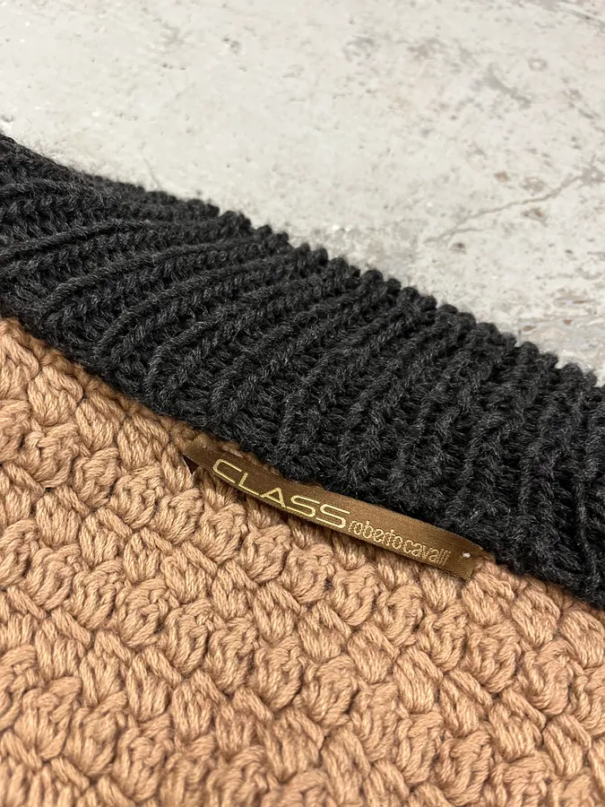 2000s Roberto Cavalli Brown Wool Zip-up Sweater - Image 9