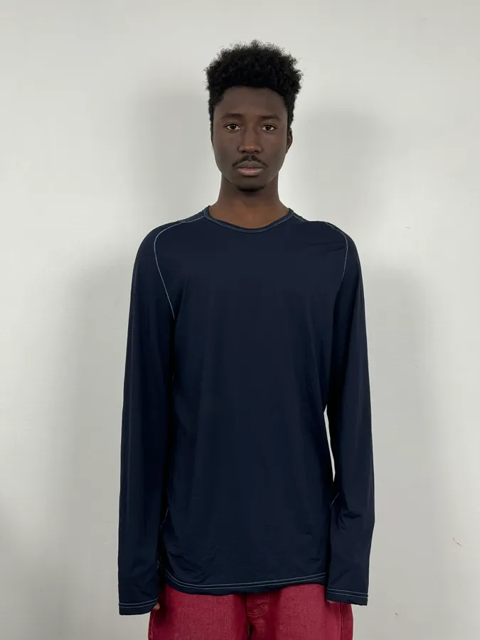 2000s Roberto Cavalli Cheetah Navy Longsleeves - Image 2