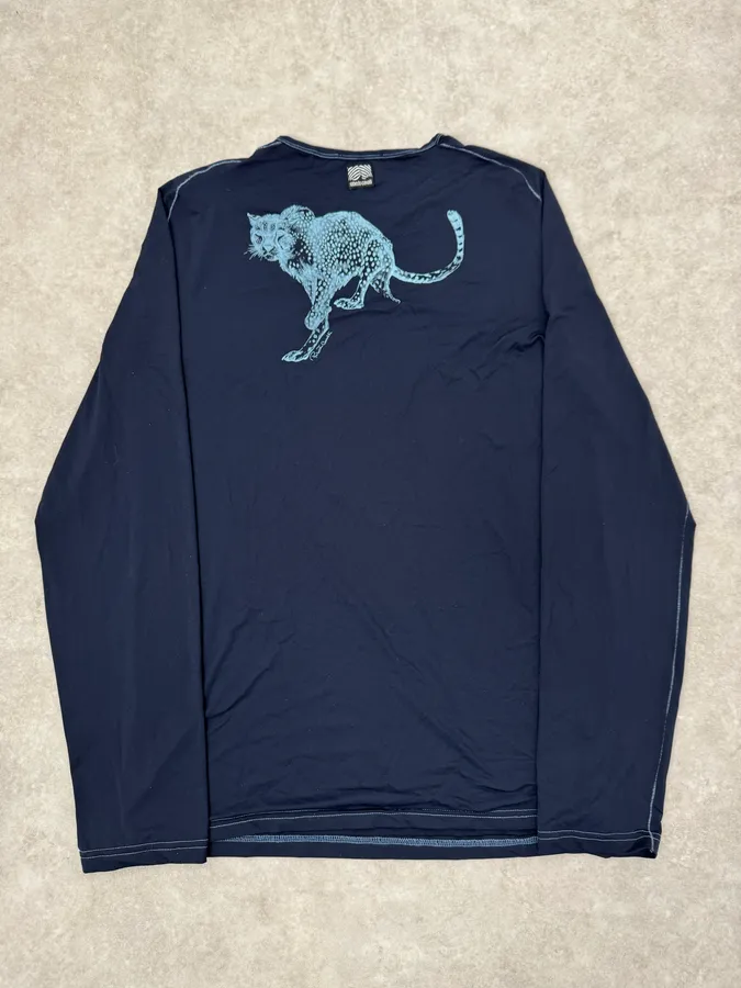 2000s Roberto Cavalli Cheetah Navy Longsleeves - Image 6