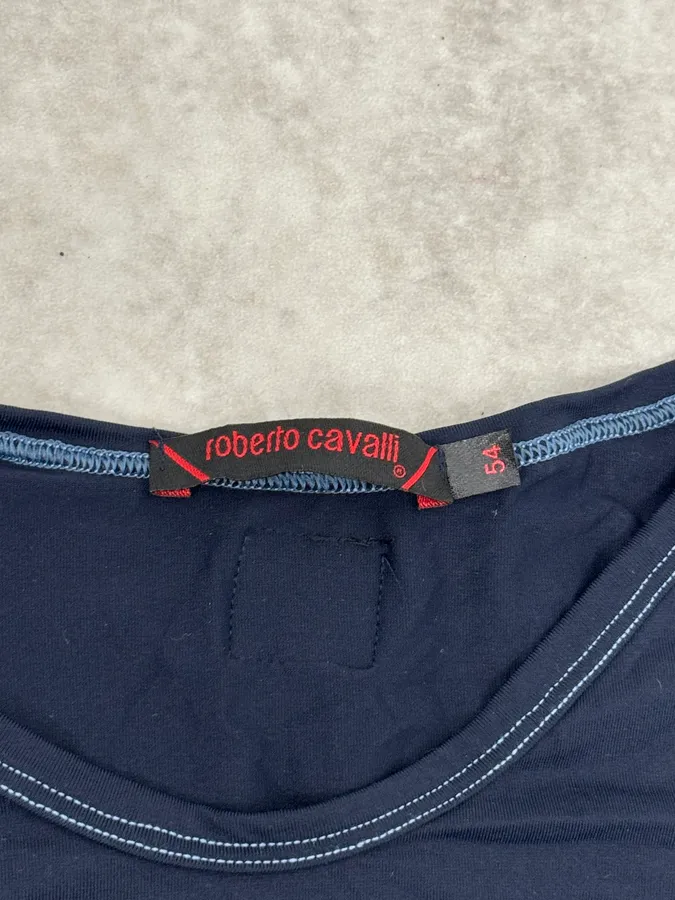2000s Roberto Cavalli Cheetah Navy Longsleeves - Image 8