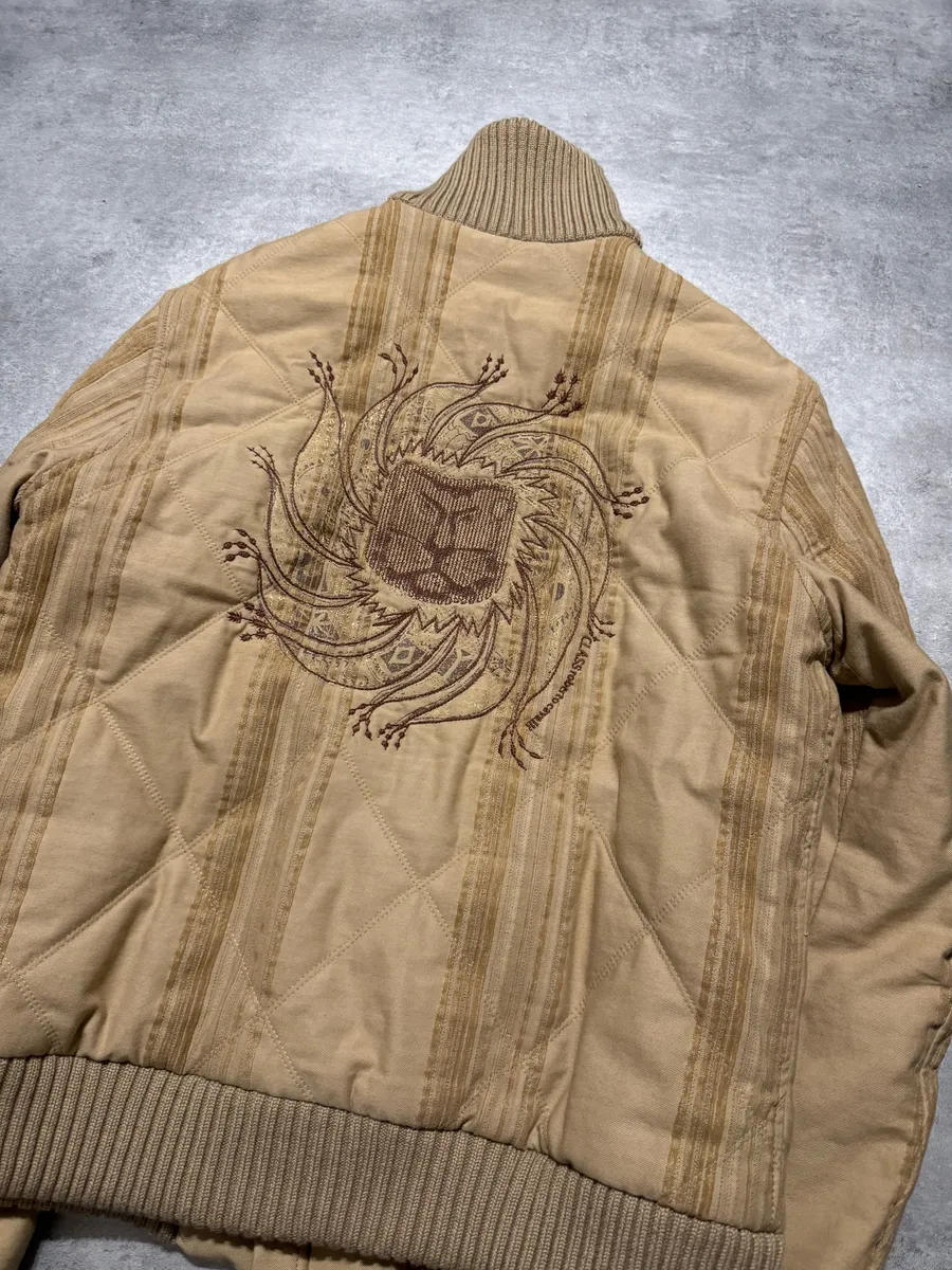 2000s Roberto Cavalli Class Beige Bomber Jacket - Image 6