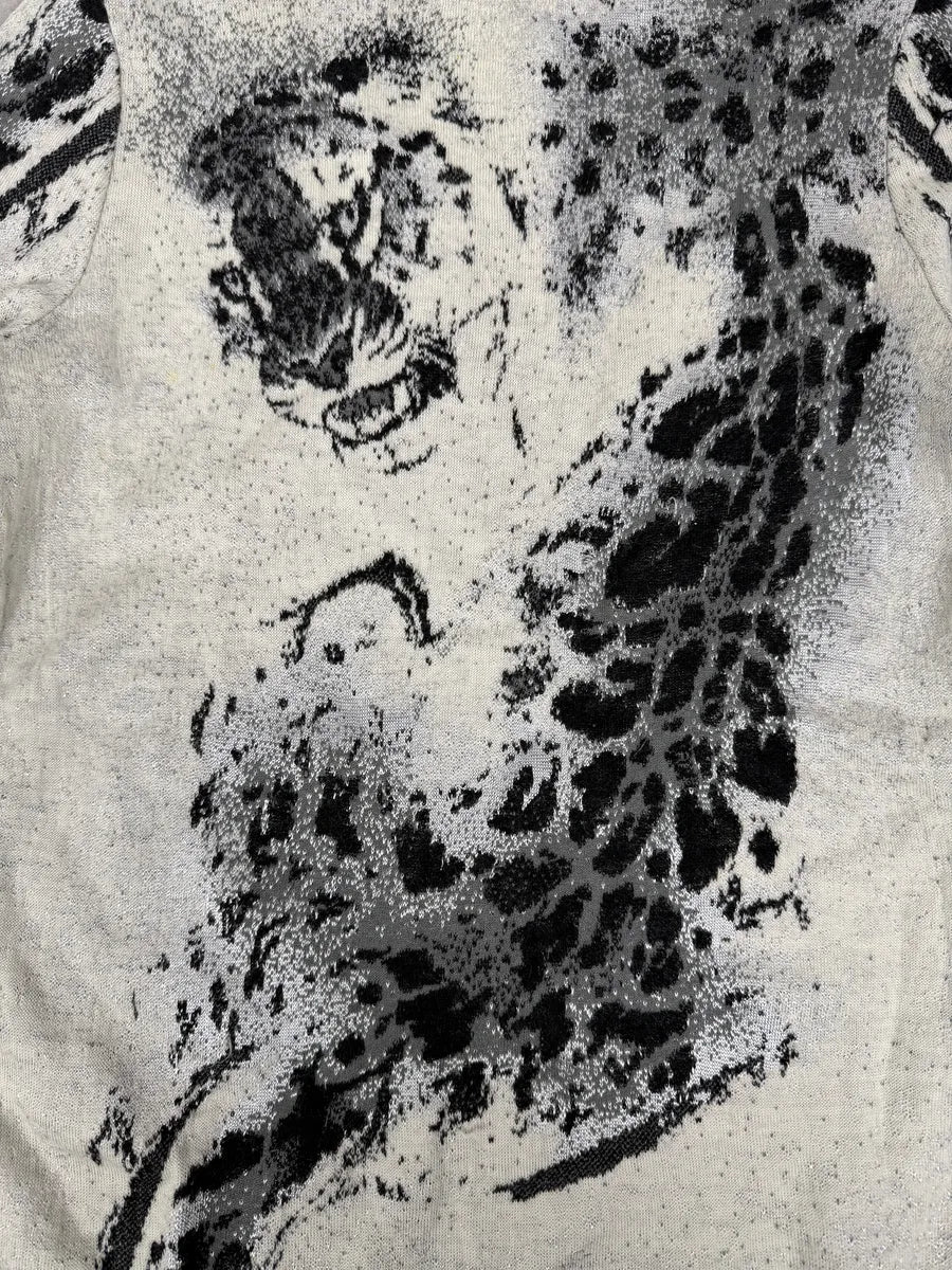2000s Roberto Cavalli Class Black & White Tiger Leopard Sweater - Image 10