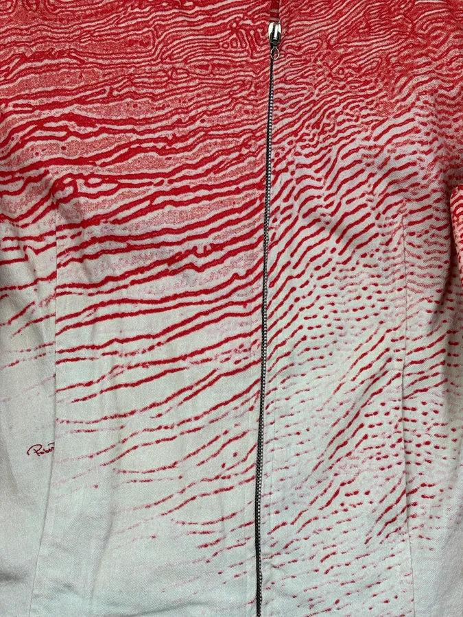 2000s Roberto Cavalli Coral Cream Patterned Asymmetrical Jacket - Image 9