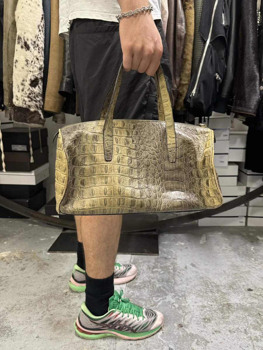 2000s Roberto Cavalli Crocodile Effect Leather Handle Bag