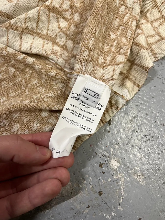 2000s Roberto Cavalli Crocodile Effect White & Beige Cardigan - Image 10