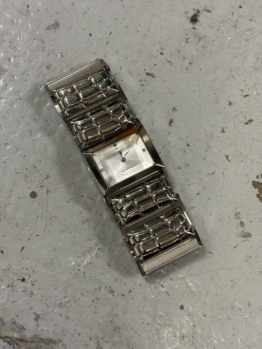 2000s Roberto Cavalli Crocodile Grey Tank Watch - Image 2