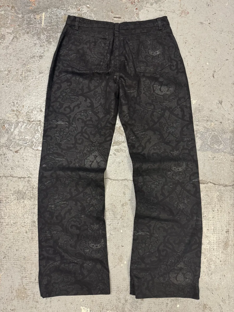 2000s Roberto Cavalli Dark Arabic Mozaic Print Pants