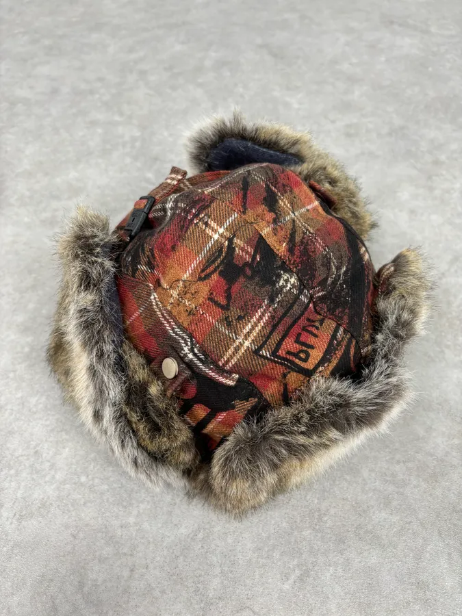 2000s Roberto Cavalli Devil Tartan Chapka Hat - Image 8