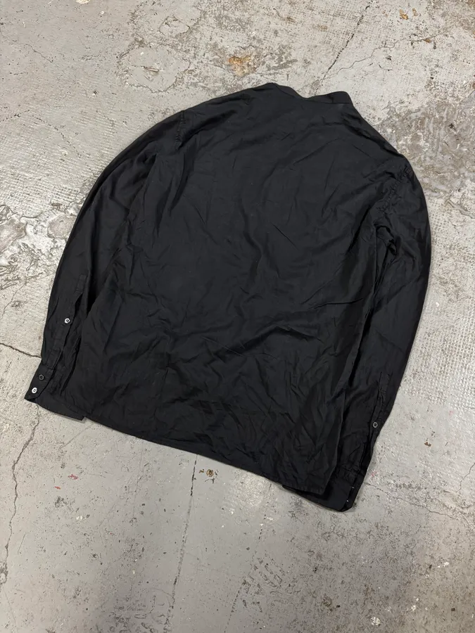 2000s Roberto Cavalli Embroided Black Linen Shirt - Image 4